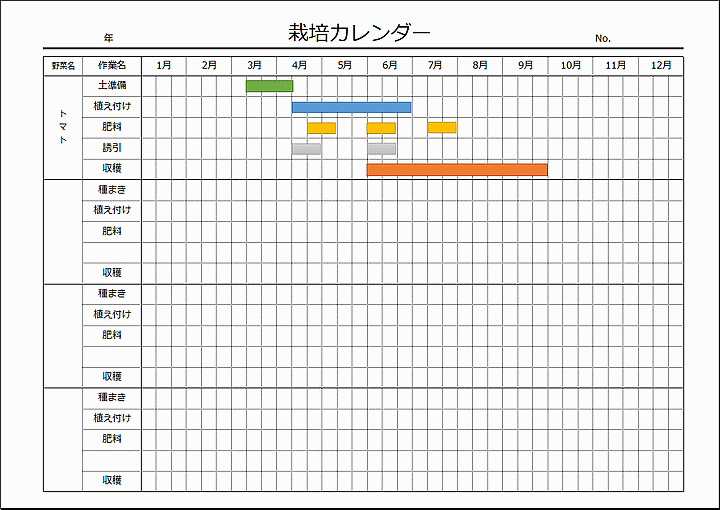 Excelで作成した栽培カレンダー1